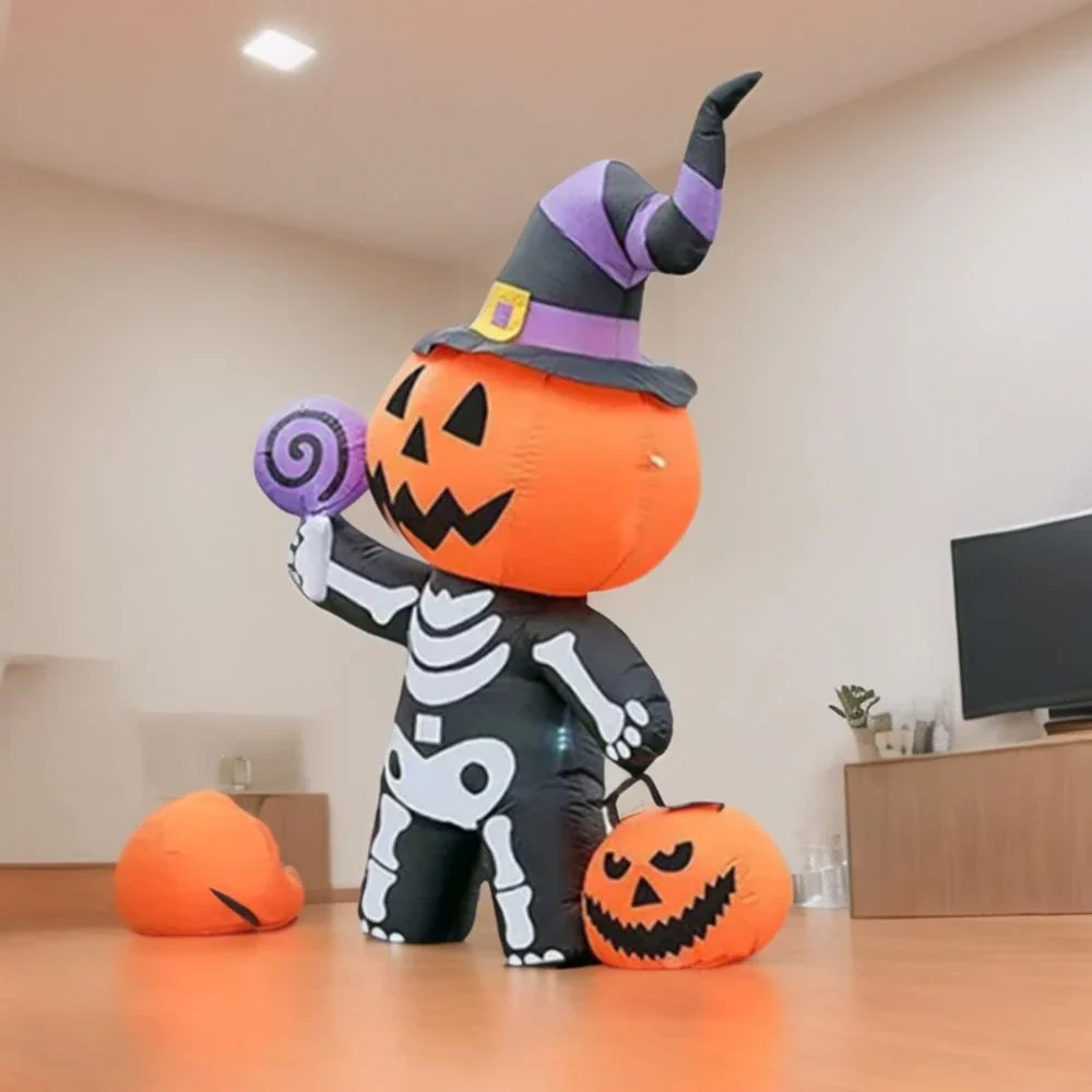 1.7M Halloween Inflatable Pumpkin Skeleton - Image 4