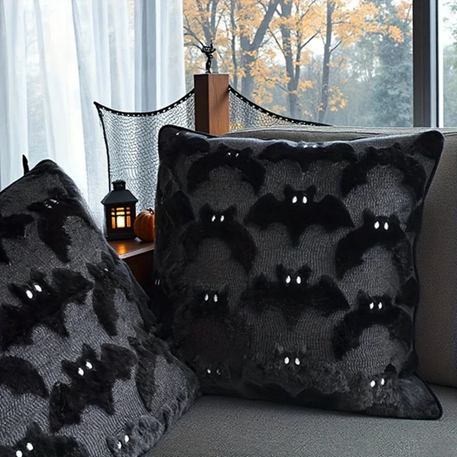 Ghost & Bat Decorative Pillow Cover Halloween - Image 3