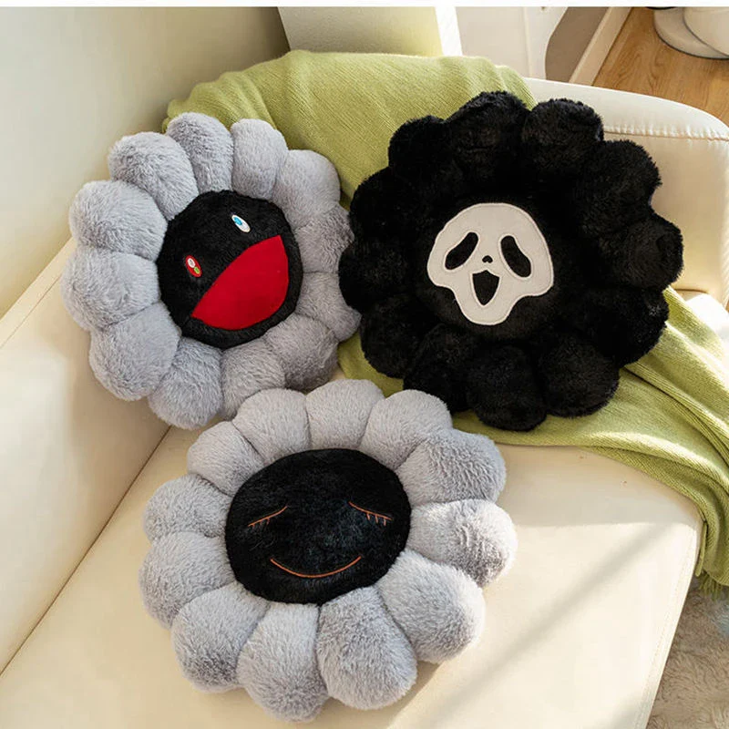 Ghost Sunflower Flower Pillow