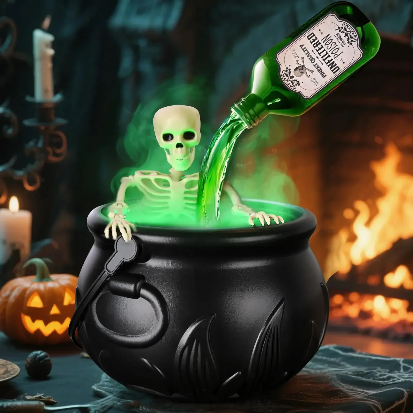 Halloween WitchCauldron with LED Light & Fog Mist