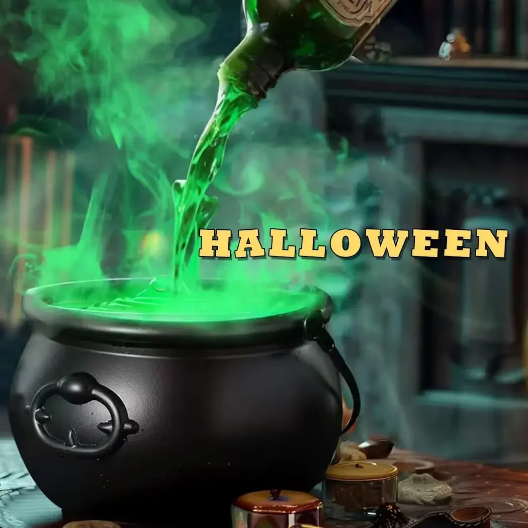 Halloween WitchCauldron with LED Light & Fog Mist - Image 11