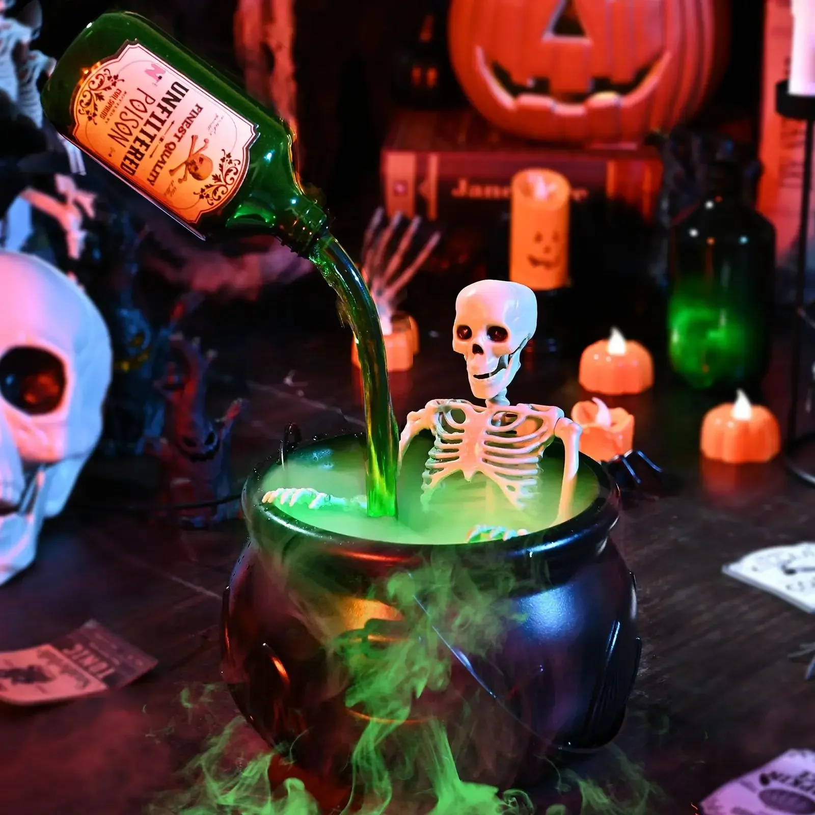 Halloween WitchCauldron with LED Light & Fog Mist - Image 12