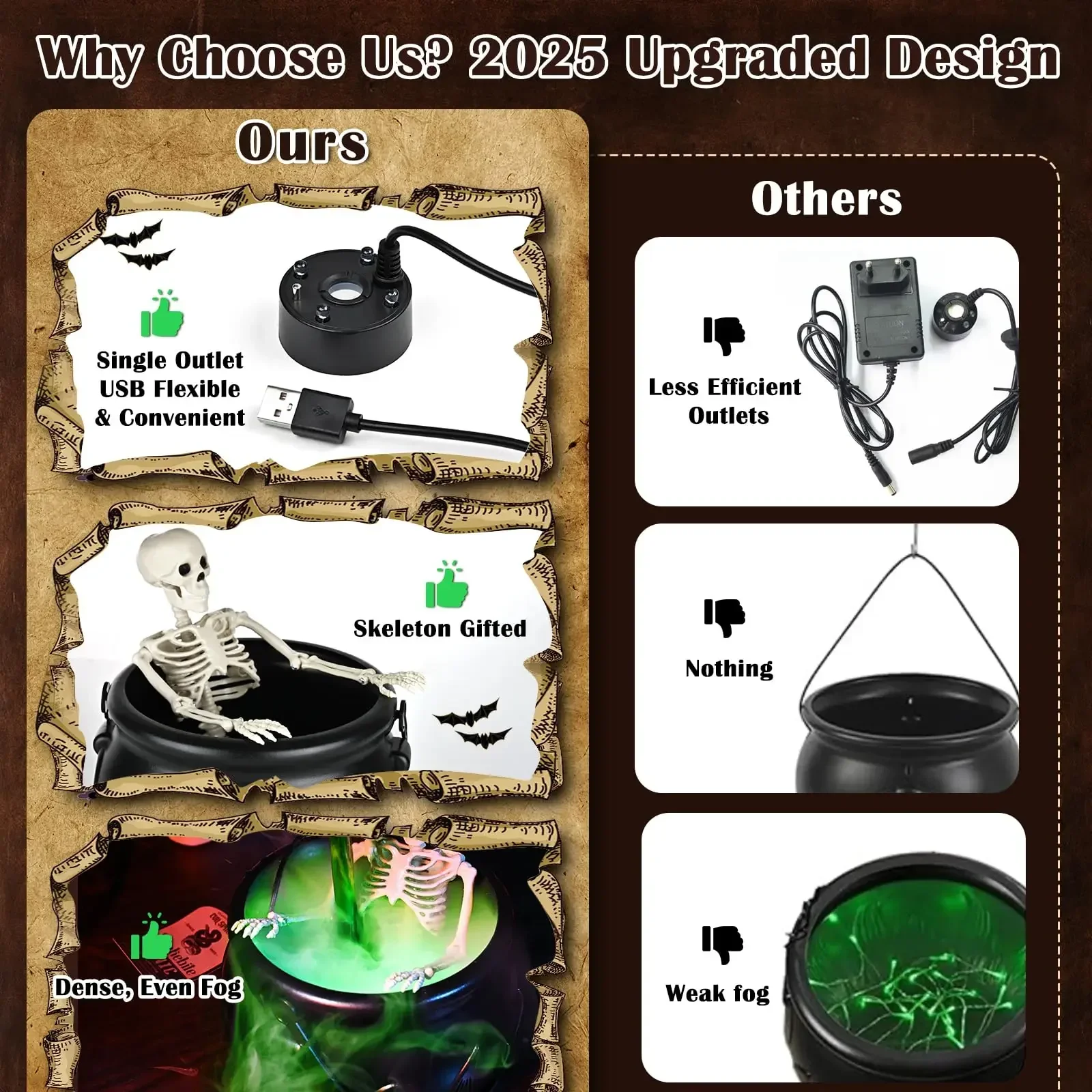 Halloween WitchCauldron with LED Light & Fog Mist - Image 2